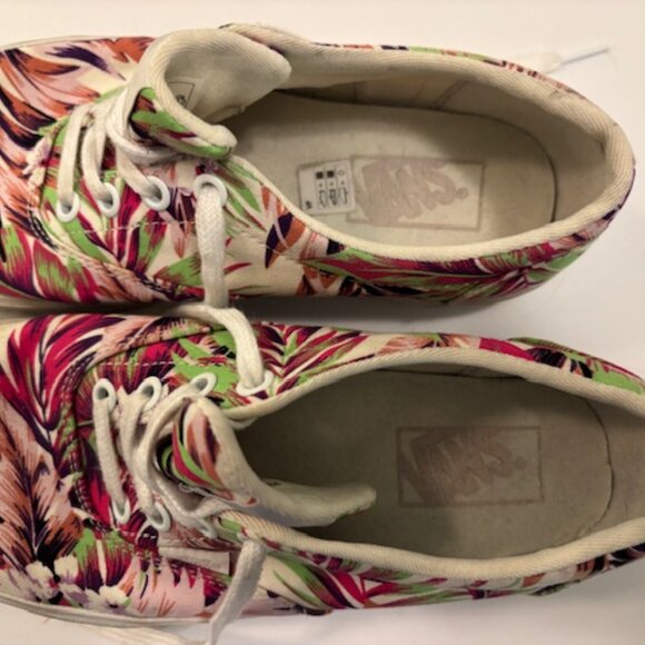 Vans Off the Wall Womens Classic Platform Purple Green Leaf 7.5 - Picture 7 of 8